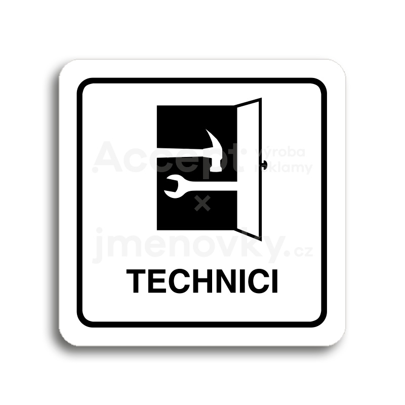 Piktogram "technici" - bílá tabulka - černý tisk