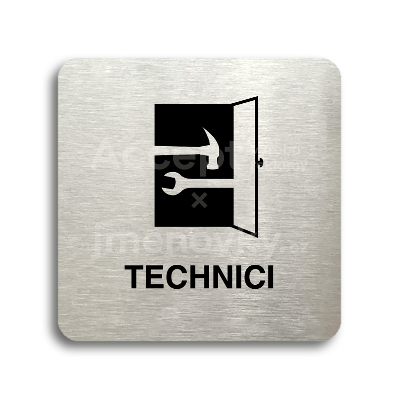 Piktogram "technici" - stříbrná tabulka - černý tisk bez rámečku