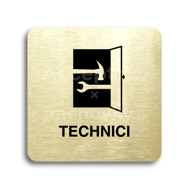 Piktogram "technici" - zlatá tabulka - černý tisk bez rámečku