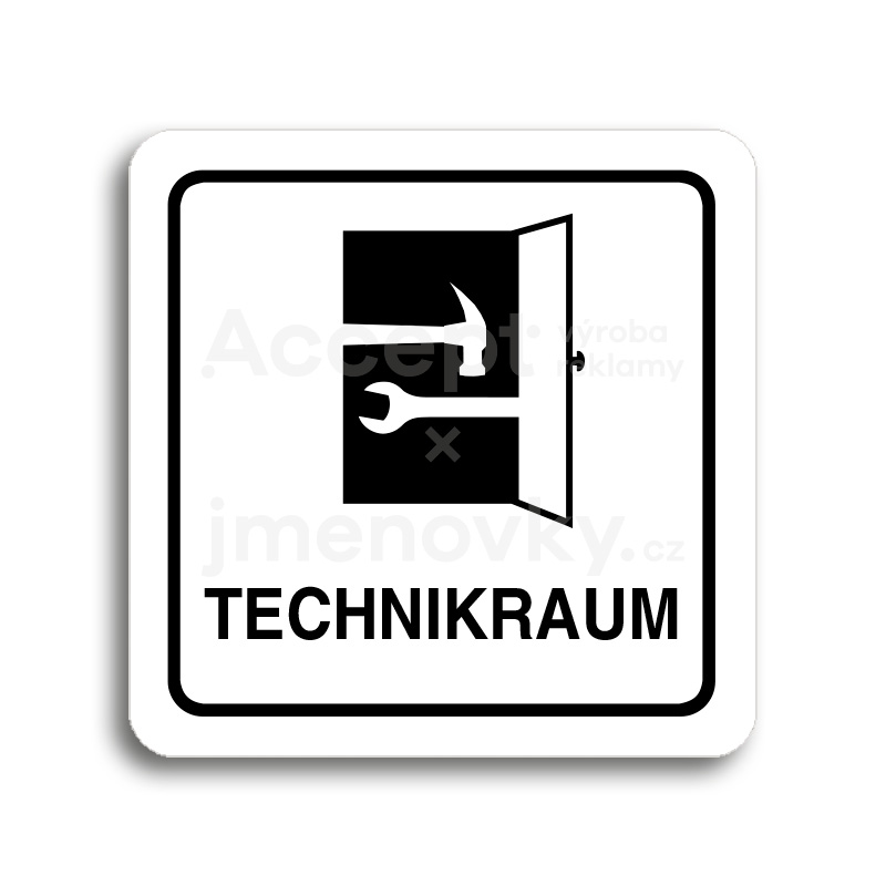 Piktogram "technikraum" - bílá tabulka - černý tisk