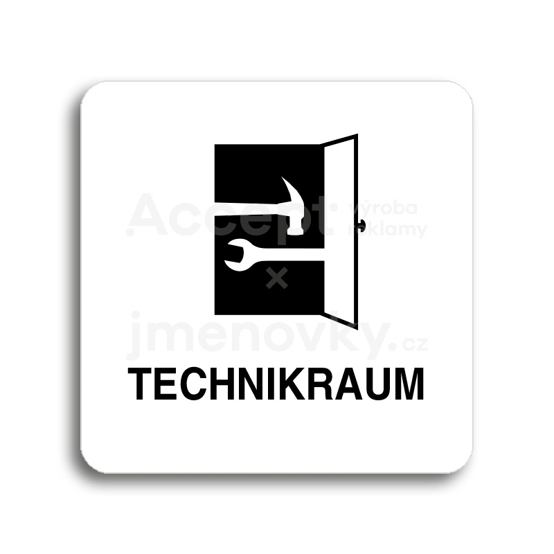 Piktogram "technikraum" - bílá tabulka - černý tisk bez rámečku