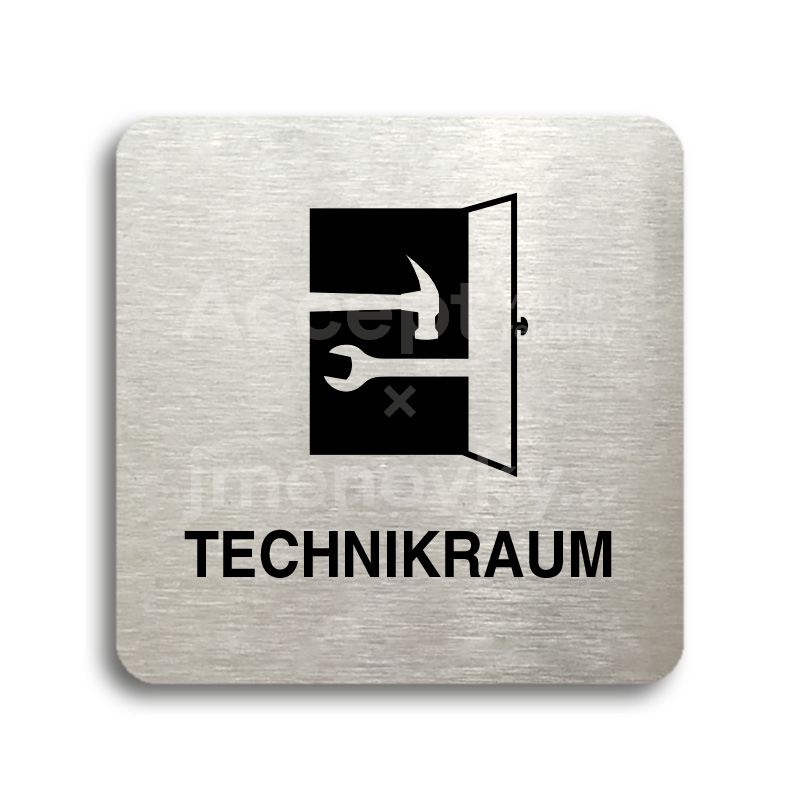 Piktogram "technikraum" - stříbrná tabulka - černý tisk bez rámečku