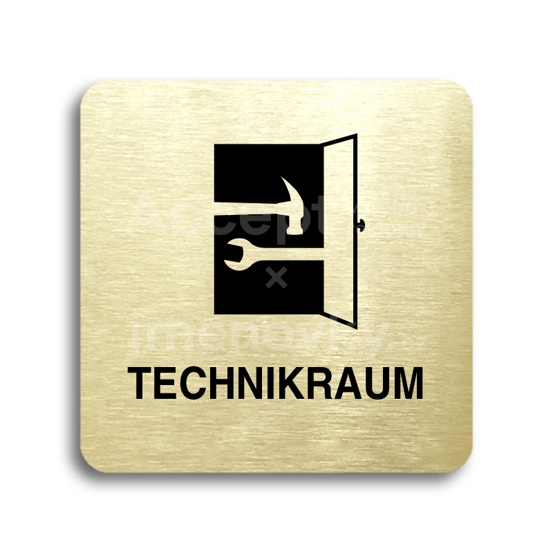 Piktogram "technikraum" - zlatá tabulka - černý tisk bez rámečku