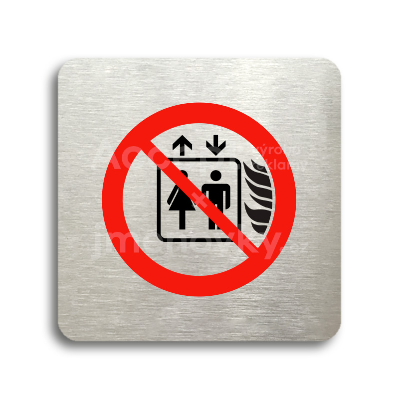 Piktogram "tento výtah neslouží k evakuaci osob" - stříbrná tabulka - barevný tisk bez rámečku