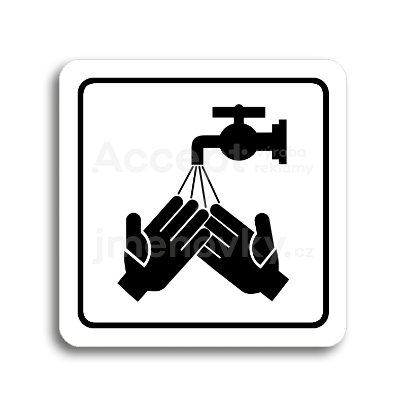 Piktogram "umyjte si ruce" - bílá tabulka - černý tisk