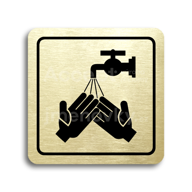 Piktogram "umyjte si ruce" - zlatá tabulka - černý tisk