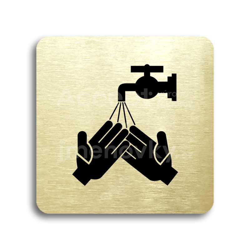 Piktogram "umyjte si ruce" - zlatá tabulka - černý tisk bez rámečku