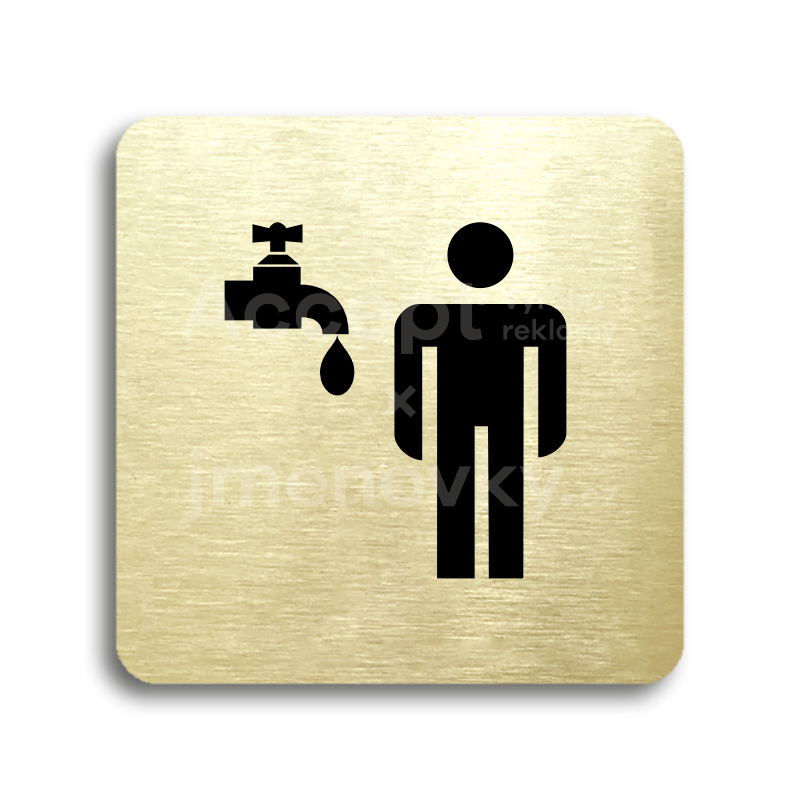 Piktogram "umývárna muži" - zlatá tabulka - černý tisk bez rámečku