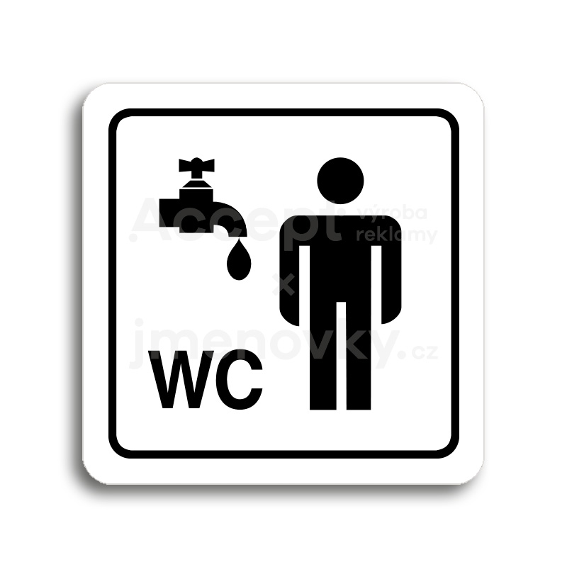 Piktogram "umývárna, WC muži" - bílá tabulka - černý tisk