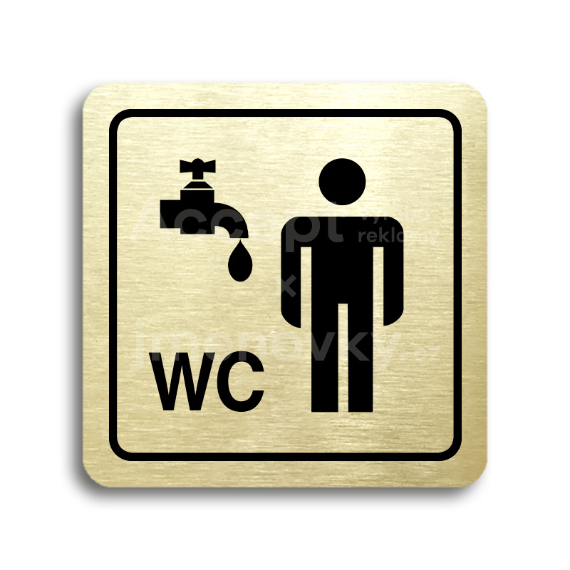 Piktogram "umývárna, WC muži" - zlatá tabulka - černý tisk