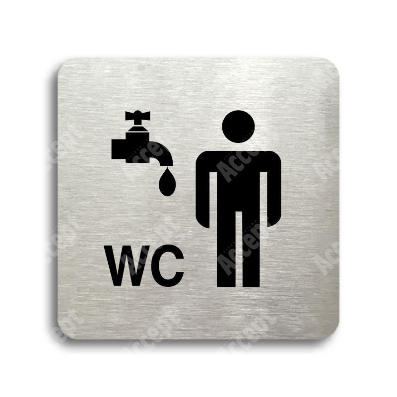 Piktogram "umývárna, WC muži" - stříbrná tabulka - černý tisk bez rámečku Piktogram "umývárna, WC muži" - stříbrná tabulka - černý tisk bez rámečku