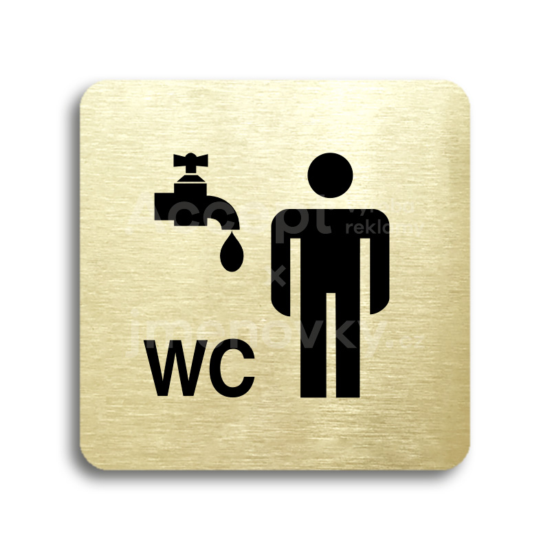 Piktogram "umývárna, WC muži" - zlatá tabulka - černý tisk bez rámečku