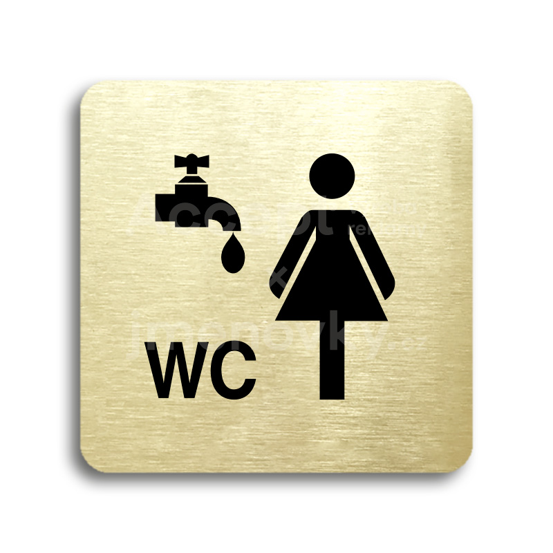 Piktogram "umývárna, WC ženy" - zlatá tabulka - černý tisk bez rámečku