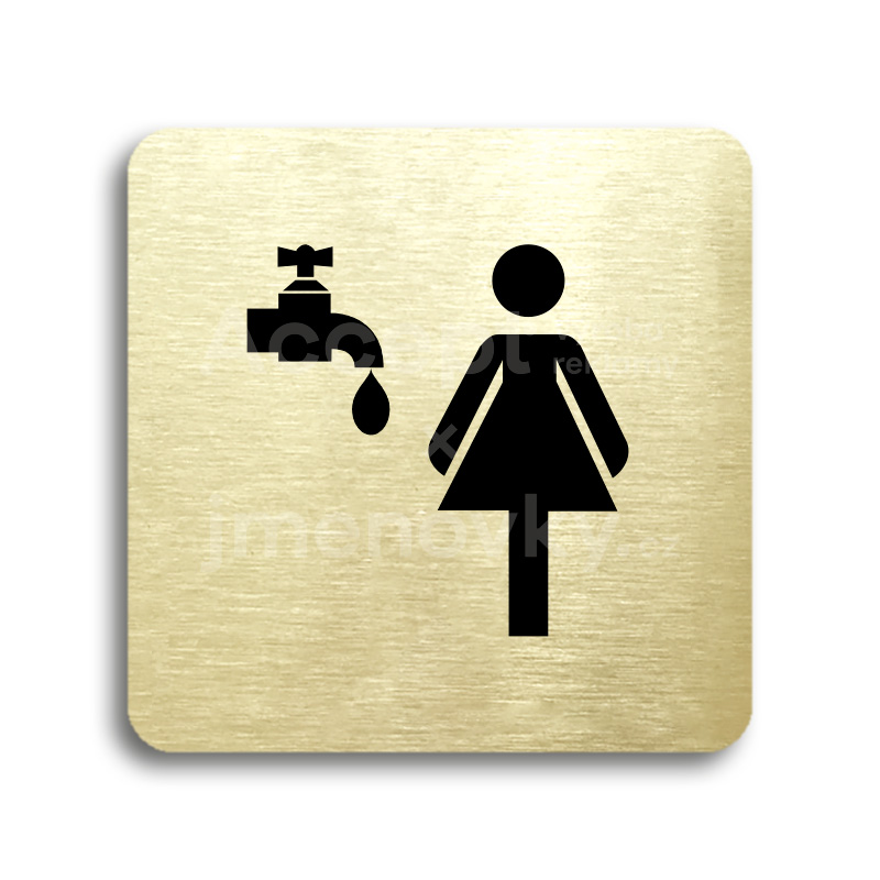 Piktogram "umývárna ženy" - zlatá tabulka - černý tisk bez rámečku