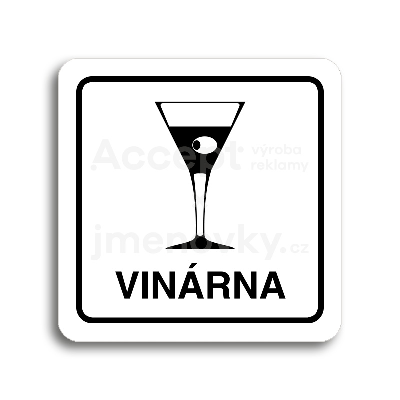 Piktogram "vinárna" - bílá tabulka - černý tisk