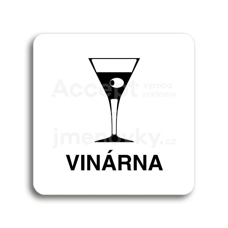 Piktogram "vinárna" - bílá tabulka - černý tisk bez rámečku