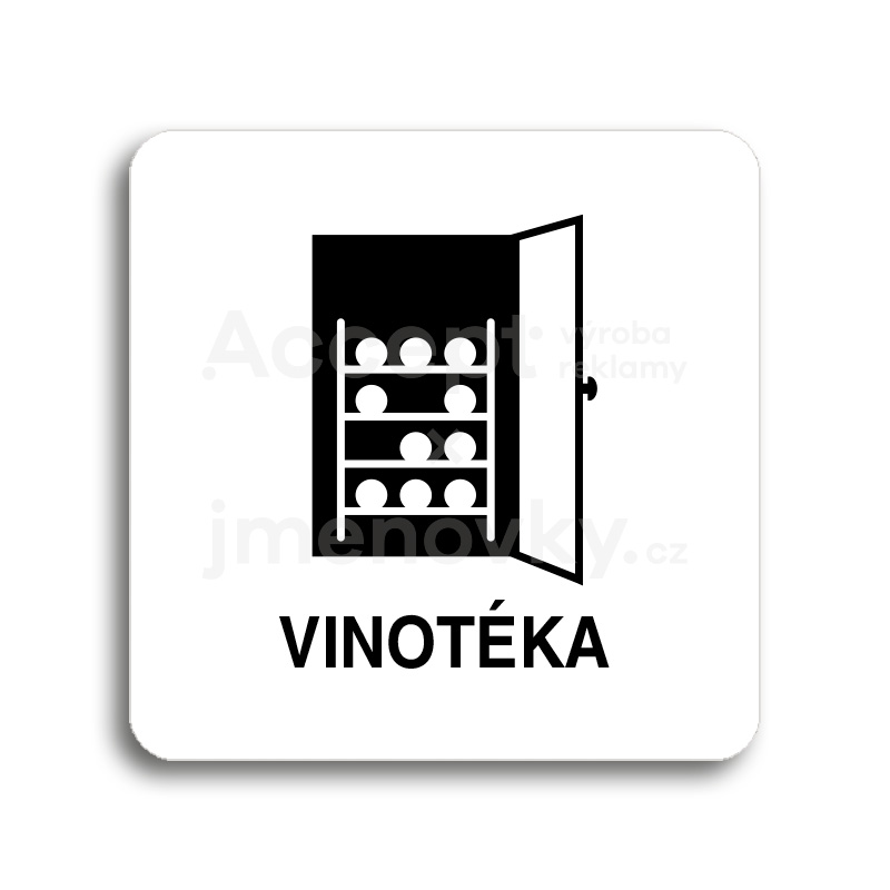 Piktogram "vinotéka" - bílá tabulka - černý tisk bez rámečku