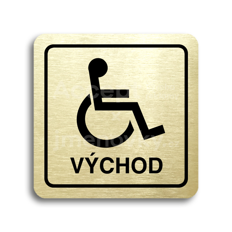 Piktogram "východ pro invalidy" - zlatá tabulka - černý tisk
