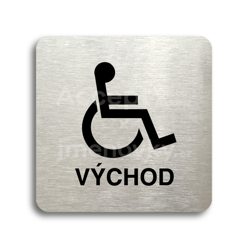 Piktogram "východ pro invalidy" - stříbrná tabulka - černý tisk bez rámečku