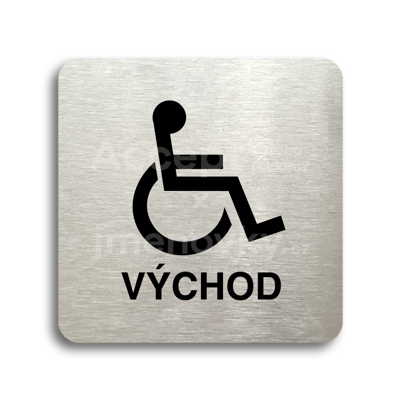 Piktogram "východ pro invalidy" - stříbrná tabulka - černý tisk bez rámečku Piktogram "východ pro invalidy" - stříbrná tabulka - černý tisk bez rámečku
