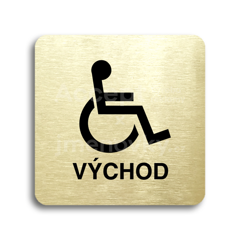 Piktogram "východ pro invalidy" - zlatá tabulka - černý tisk bez rámečku