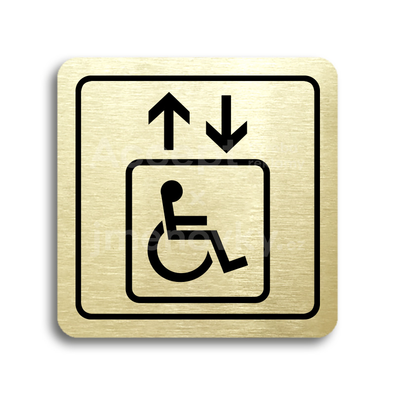 Piktogram "výtah invalidé" - zlatá tabulka - černý tisk