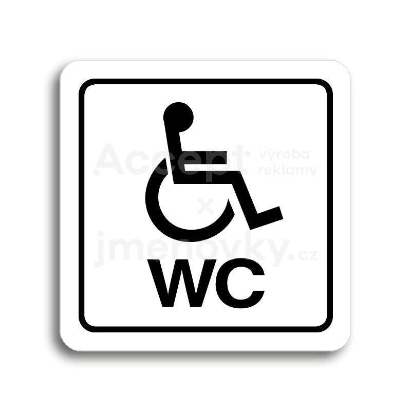 Piktogram "WC invalidé" - bílá tabulka - černý tisk