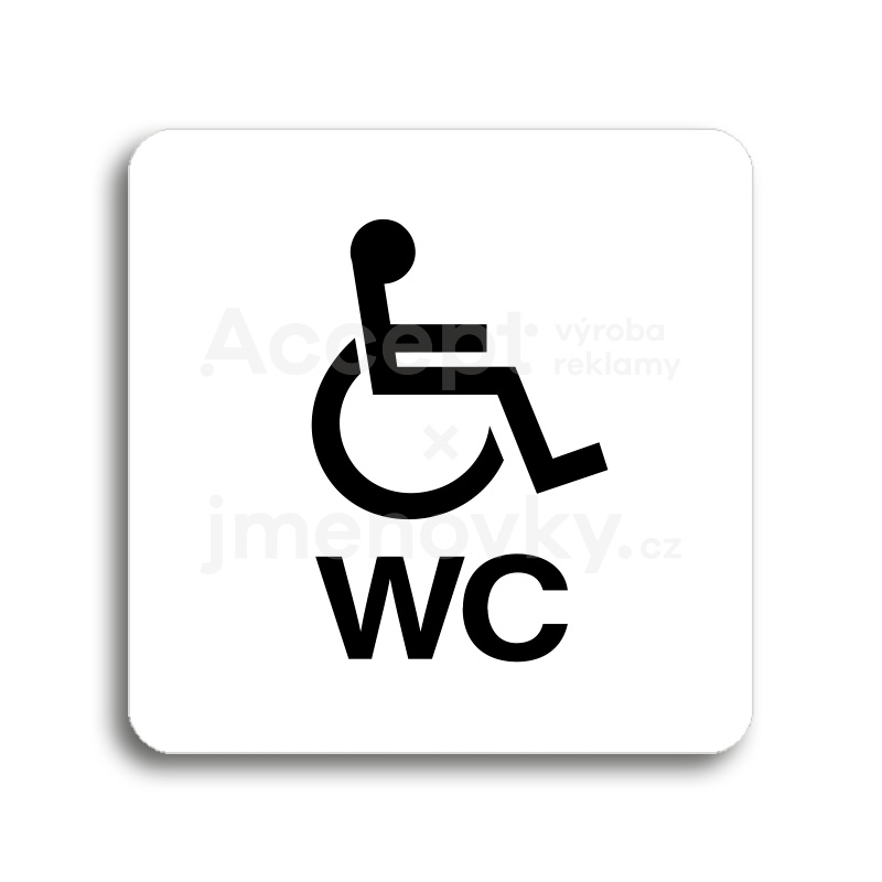 Piktogram "WC invalidé" - bílá tabulka - černý tisk bez rámečku