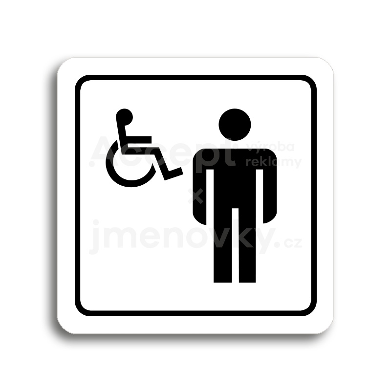Piktogram "WC muži, invalidé" - bílá tabulka - černý tisk
