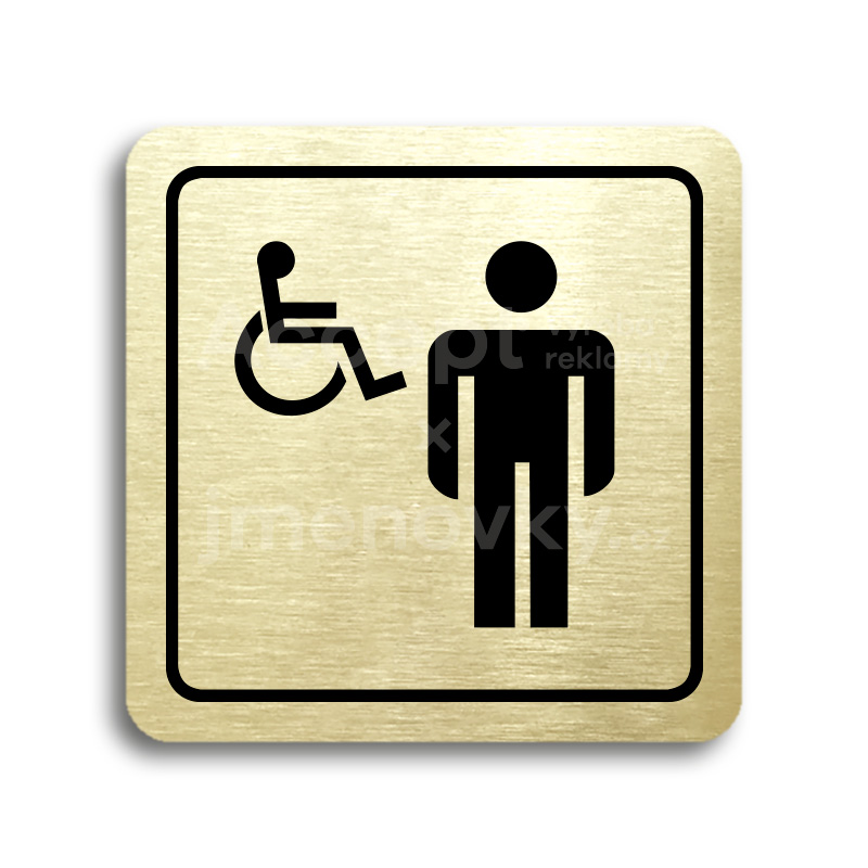Piktogram "WC muži, invalidé" - zlatá tabulka - černý tisk