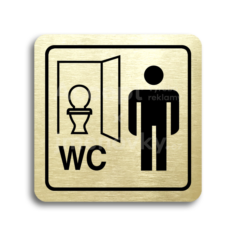 Piktogram "WC muži kabinka" - zlatá tabulka - černý tisk