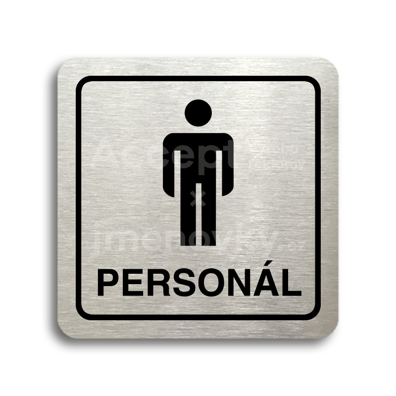 Piktogram "WC personál muži" - stříbrná tabulka - černý tisk
