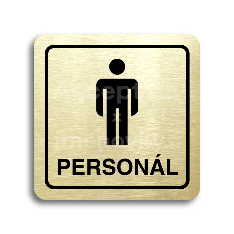 Piktogram "WC personál muži" - zlatá tabulka - černý tisk