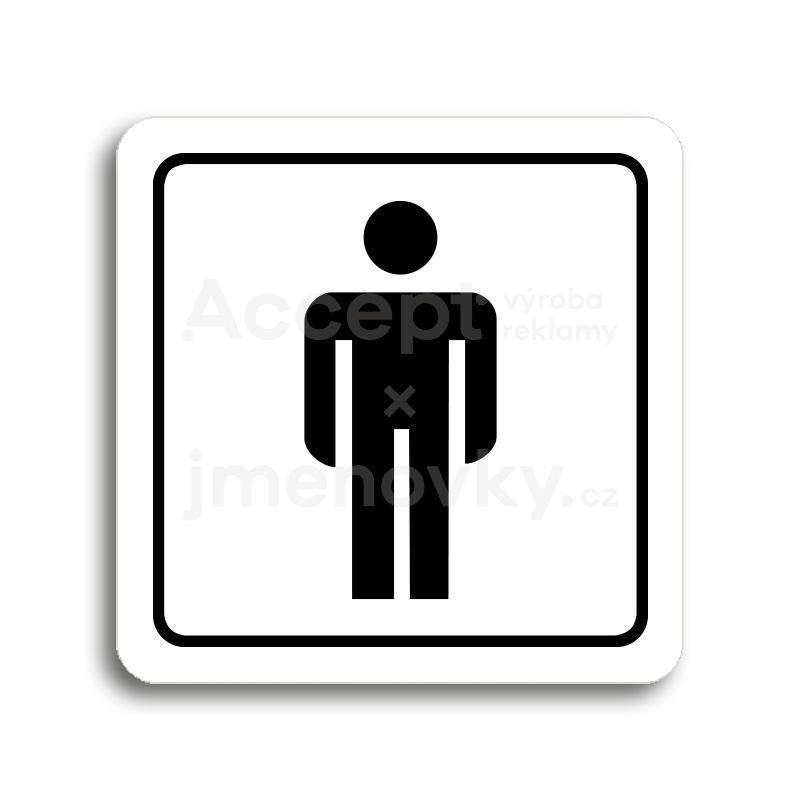 Piktogram "WC muži" - bílá tabulka - černý tisk