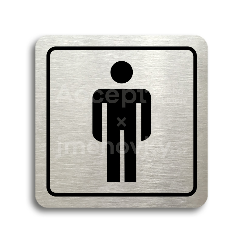 Piktogram "WC muži" - stříbrná tabulka - černý tisk