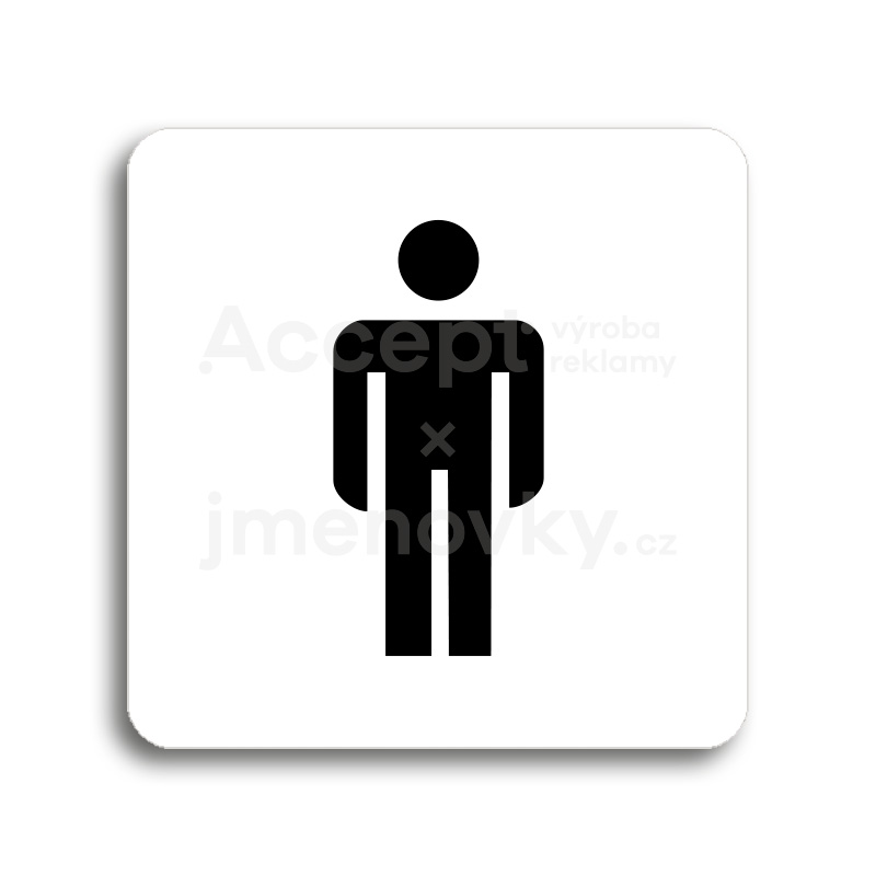 Piktogram "WC muži" - bílá tabulka - černý tisk bez rámečku