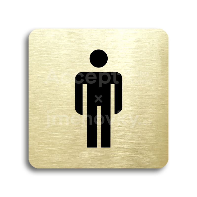 Piktogram "WC muži" - zlatá tabulka - černý tisk bez rámečku