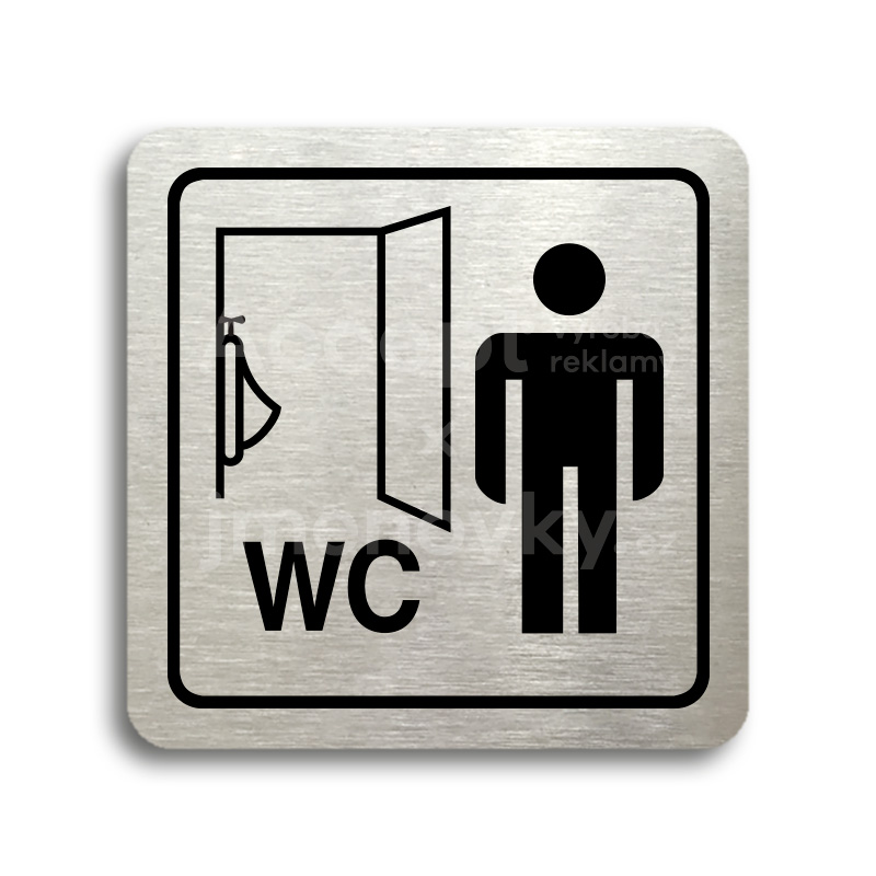 Piktogram "WC muži pisoár" - stříbrná tabulka - černý tisk Piktogram "WC muži pisoár" - stříbrná tabulka - černý tisk