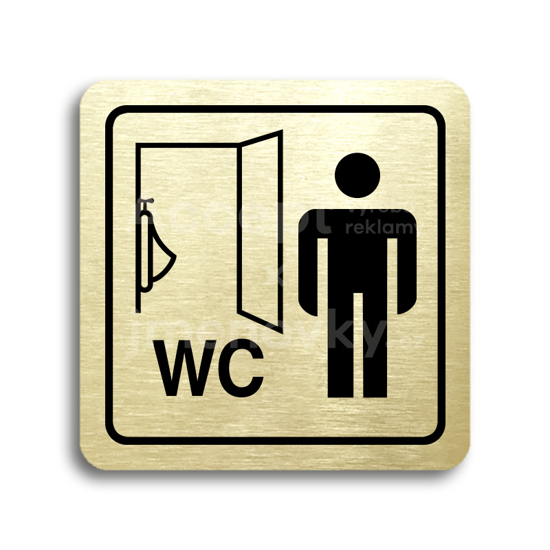 Piktogram "WC muži pisoár" - zlatá tabulka - černý tisk