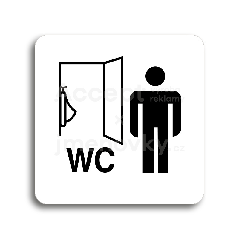 Piktogram "WC muži pisoár" - bílá tabulka - černý tisk bez rámečku