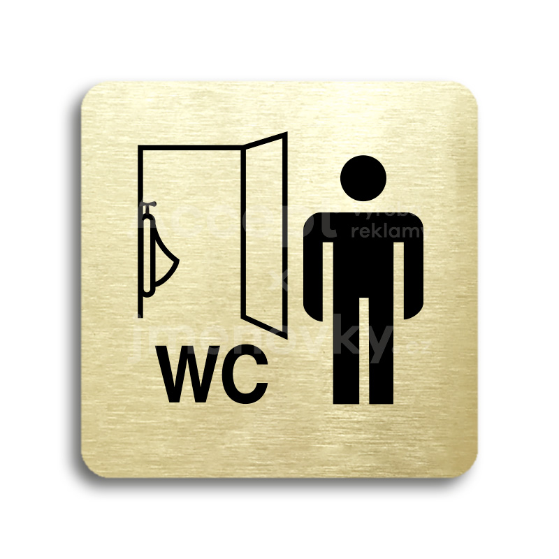 Piktogram "WC muži pisoár" - zlatá tabulka - černý tisk bez rámečku