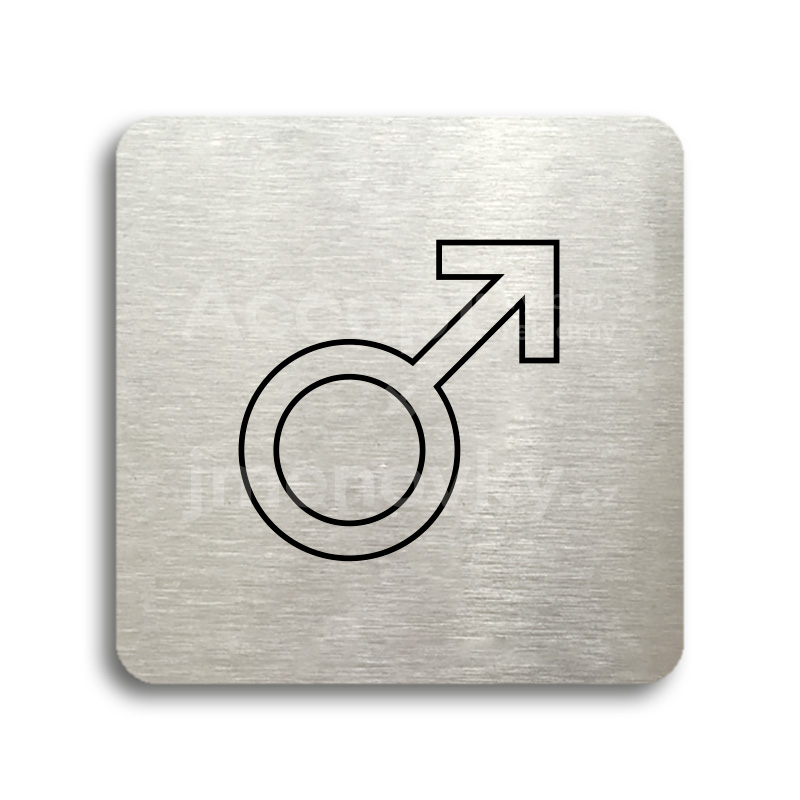 ACCEPT Piktogram WC muži V - stříbrná tabulka - černý tisk bez rámečku