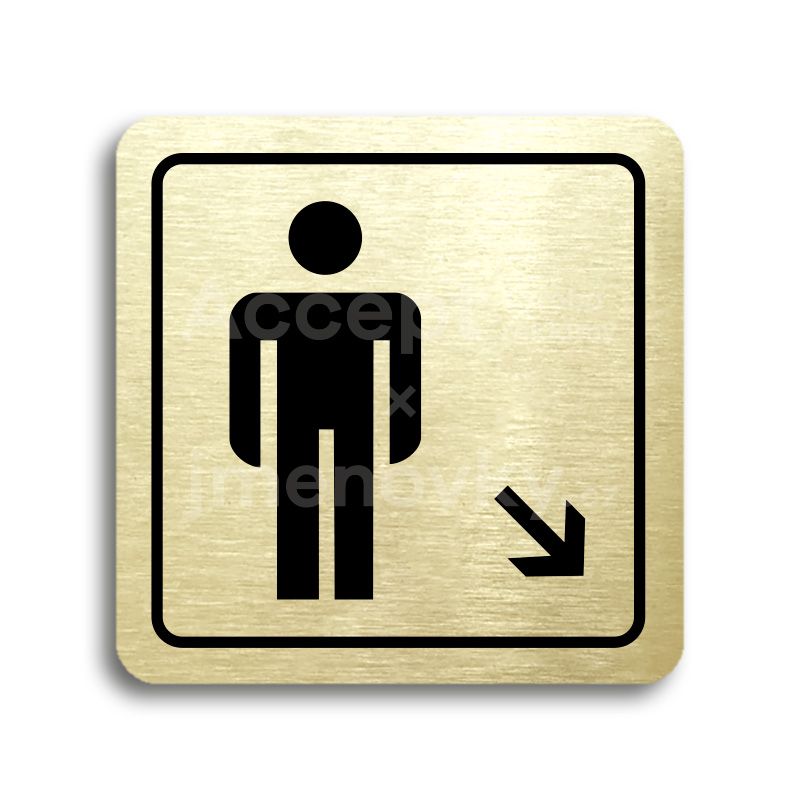 ACCEPT Piktogram WC muži vpravo dolů - zlatá tabulka - černý tisk