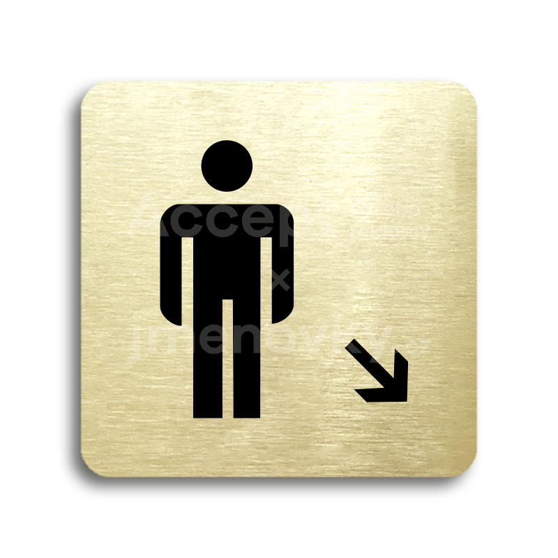 ACCEPT Piktogram WC muži vpravo dolů - zlatá tabulka - černý tisk bez rámečku