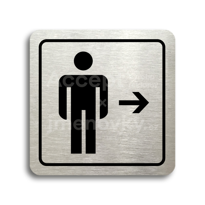 ACCEPT Piktogram WC muži vpravo - stříbrná tabulka - černý tisk
