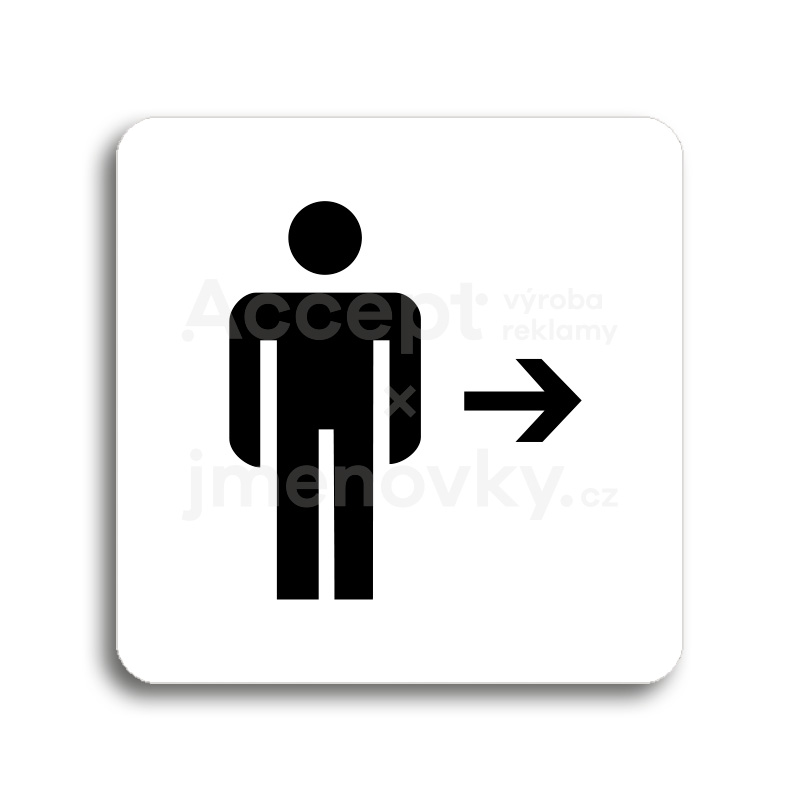 ACCEPT Piktogram WC muži vpravo - bílá tabulka - černý tisk bez rámečku
