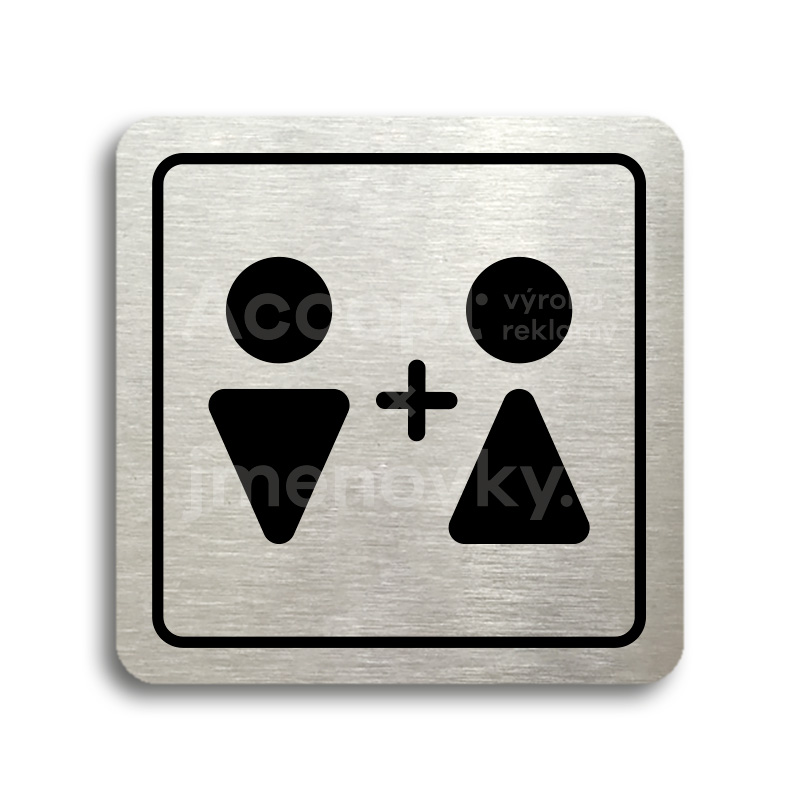 ACCEPT Piktogram WC muži, ženy IV - stříbrná tabulka - černý tisk