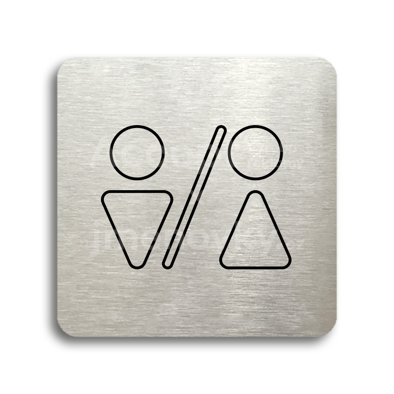 ACCEPT Piktogram WC muži, ženy V - stříbrná tabulka - černý tisk bez rámečku