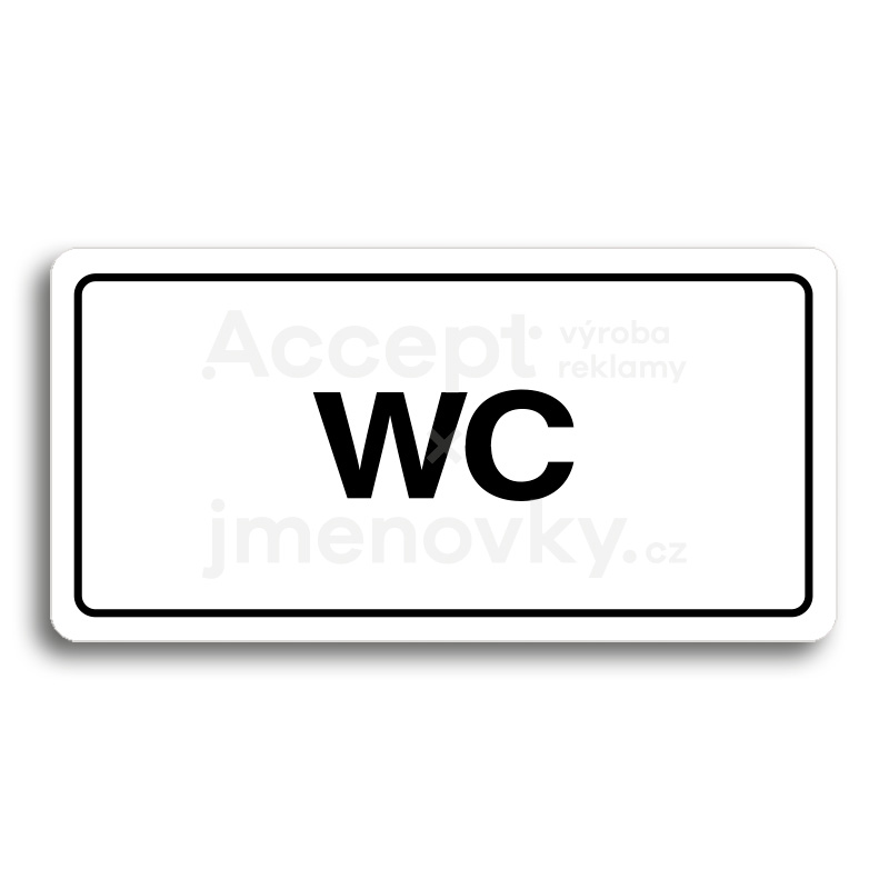 Piktogram "WC" - bílá tabulka - černý tisk
