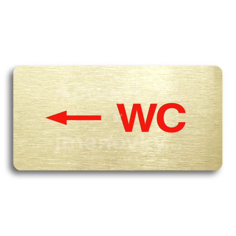 Piktogram "WC VLEVO" - zlatá tabulka - barevný tisk bez rámečku